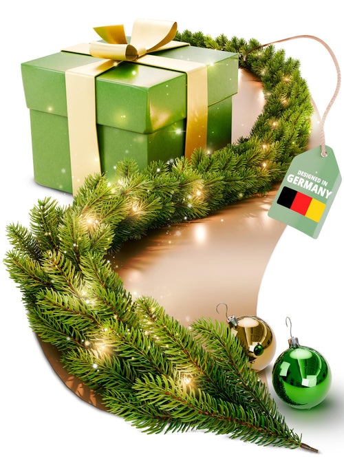 ArtiTree Naturgetreue Weihnachtsgirlande Tannengirlande – 5m LED Grün. Grüne 5m LED-Tannengirlande für Weihnachtsdeko.