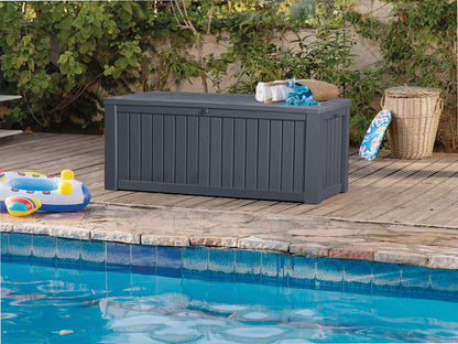 Koll Living Auflagenbox Kissenbox Holzoptik 570L – Anthrazit