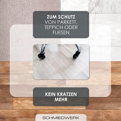 SCHMIEDWERK Bodenschutzmatte für Bürostuhl 120x120 cm milchweiss