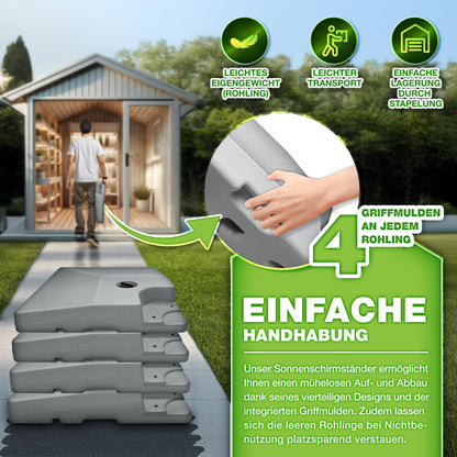 tillvex® Sonnenschirmständer 90L/120kg für Ampelschirm 4-teilig