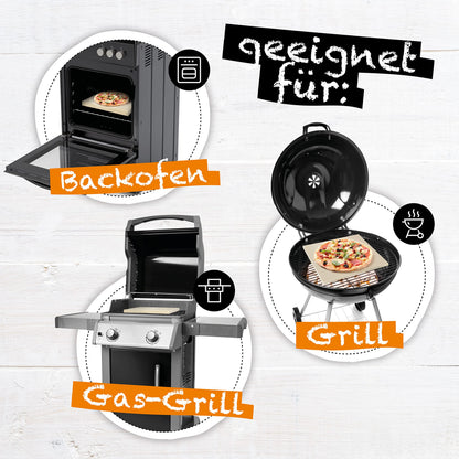 Pimotti Pizzastein aus Schamott 40 x 30 cm für Backofen und Grill