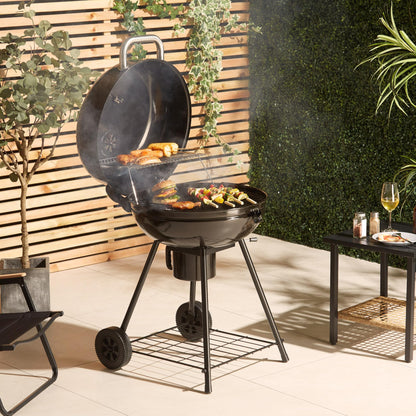 VonHaus Kettle Holzkohlegrill, Kugelgrill 53,5 cm mit Warmhalterost