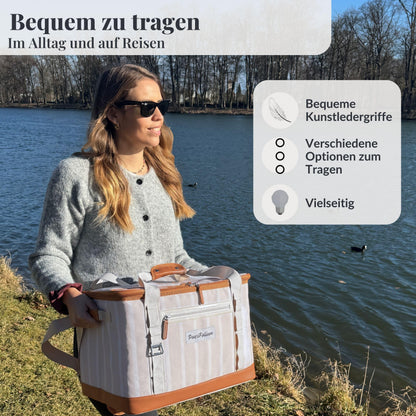 PuerFolium Kühltasche 45L faltbar mit QuickAccess-Klappe, beige