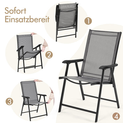 Yaheetech Gartenstühle 4er Set, klappbare Hochlehner bis 150 kg, Grau