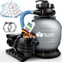 tillvex Sandfilteranlage Pool 10 m³/h mit 7-Wege-Ventil, Grau – Filterkessel mit Pumpe und Druckanzeige