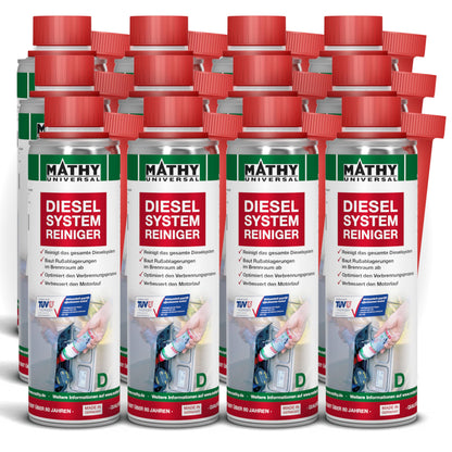 MATHY-D Hochwirksamer Diesel Systemreiniger Additiv – 12x 250ml. Flaschen. Reinigt das Diesel-System, optimiert die Verbrennung.