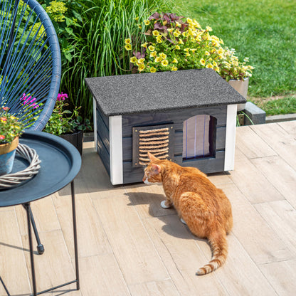 Outentin Katzenhaus Outdoor isoliert – grau 61x39x36cm
