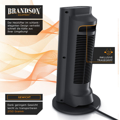 Brandson Heizlüfter Leise & Effizient mit Fernbedienung – Schwarz