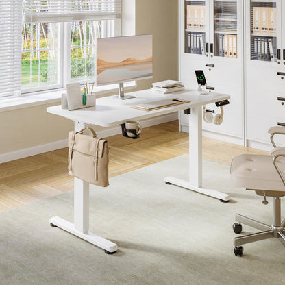 VFU Höhenverstellbarer Schreibtisch Elektrisch 120x60 cm USB-C Weiss Pro