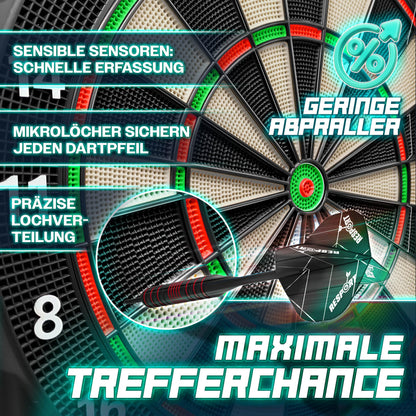 RE:SPORT Elektronische Dartscheibe Set mit 12 Pfeilen, LED-Anzeige