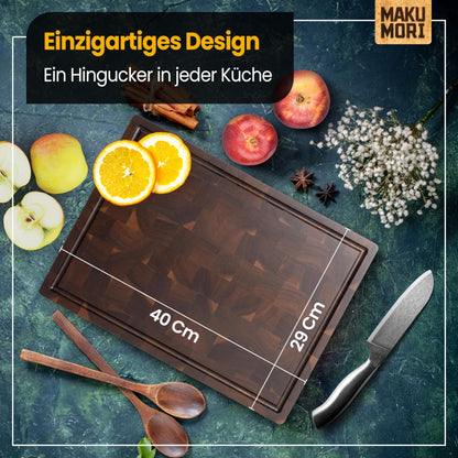 MAKUMORI Schneidebrett Stirnholz Akazie karbonisiert 40x29x3cm