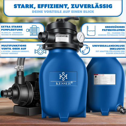 KESSER® Sandfilteranlage Poolfilter – 10 m³/h Filterbälle Blau