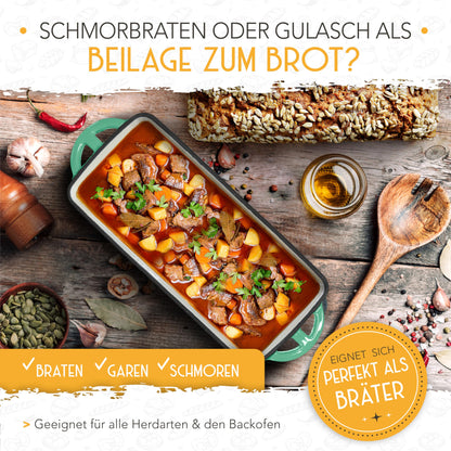 KRUSTENZAUBER Emaille Gusseisen Brotbackform 28cm – Mit Deckel, Gärkorb