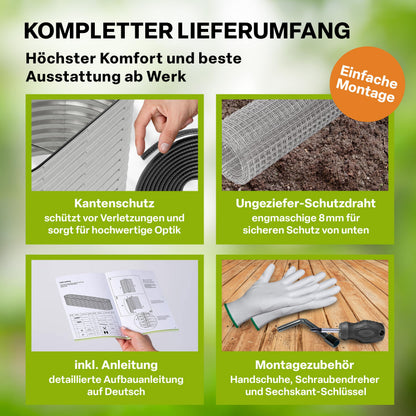 TTL GARDEN Hochbeet Spirit XL Metall 320x80x80 cm Silber verzinkt