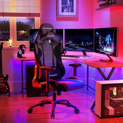 SONGMICS Gaming Stuhl RCG02G – ergonomischer Bürostuhl Schwarz-Grau