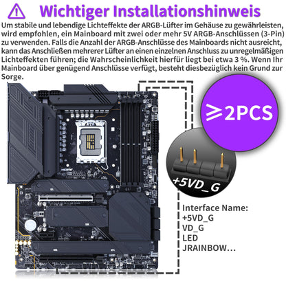 MUSETEX Y6 PC Gehäuse ATX Mid Tower mit 7 ARGB-Lüftern, schwarz