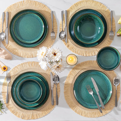 vancasso PLAYA Steingut Geschirrset 24tlg für 6 Personen Grün