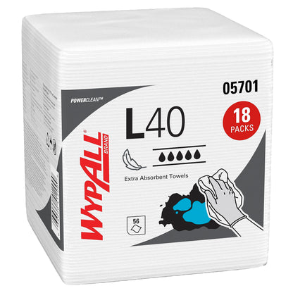 WYPALL* L40 7471 Wischtücher – 1-lagig, weiss, Grossgebinde. Zum Aufwischen von Flüssigkeiten und Reinigen von Oberflächen.