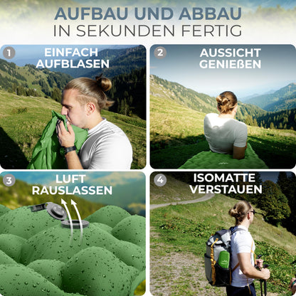Alpenwert Isomatte Outdoor Luftmatratze aufblasbar Grün