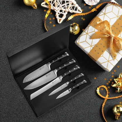 PAUDIN Messerset 5-teilig Küchenmesser - Carbon Edelstahl