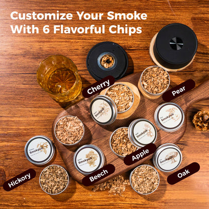 Smokpub Elektrisches Whisky Smoker Set mit 6 Holzspänen und Zünder