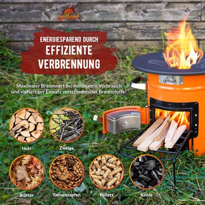 grillart Raketenofen Powertrain Outdoor Camping Ofen - Orange