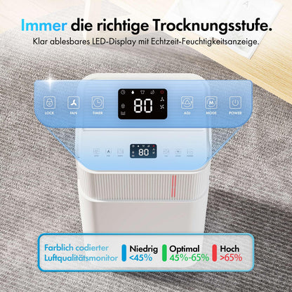 VonHaus Luftentfeuchter Elektrisch 12L/24h für Räume bis 20m²