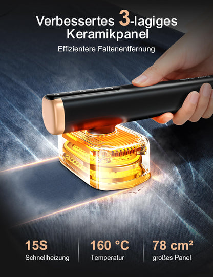 Sundu Dampfglätter 2-in-1 Reisebügeleisen mit LED-Display, schwarz