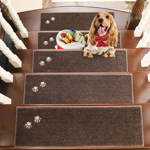 BEQHAUSE Stufenmatten rutschfest Set – 15 Stk. Braun 22x70cm