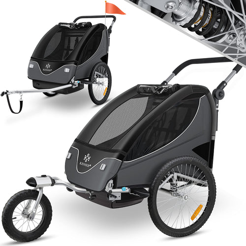 Kinderfahrradanhänger KESSER 2-in-1, schwarz –