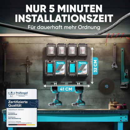 Adlerfokus Wandhalterung für Makita Akkus 18V/14,4V und Ladegeräte