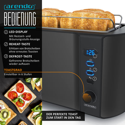 Arendo Wasserkocher mit Toaster Set - Edelstahl Schwarz
