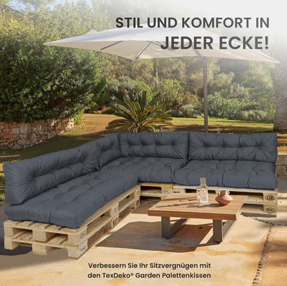 TexDeko Garden Palettenkissen Set 7-tlg., 120 x 80 cm, Anthrazit