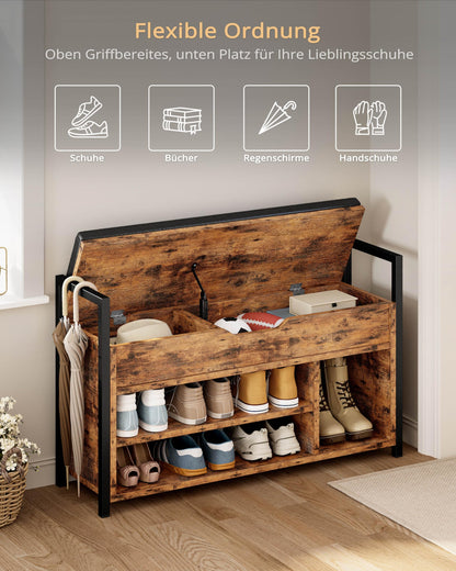 IRONCK Schuhbank mit Stauraum, Sitzbank Kunstleder Vintagebraun