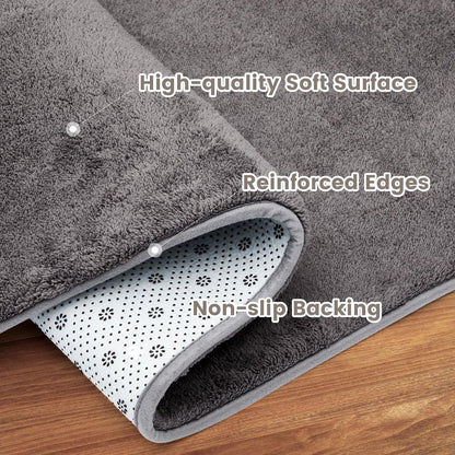 Wohnzimmer Teppich Kurzflor Waschbar Anti-Rutsch Dunkelgrau 200x280cm