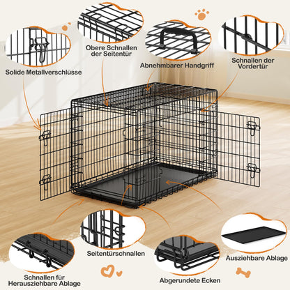 Yaheetech Hundekäfig 122x71x78cm klappbar mit Trennwand - Schwarz