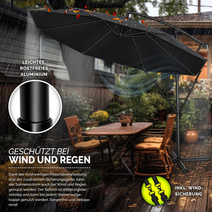 tillvex Ampelschirm Ø 300 cm Aluminium mit Kurbel, Anthrazit