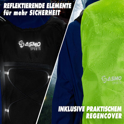 SASMO Laufrucksack 6L Schwarz mit Thermofach, ultraleicht 300 g