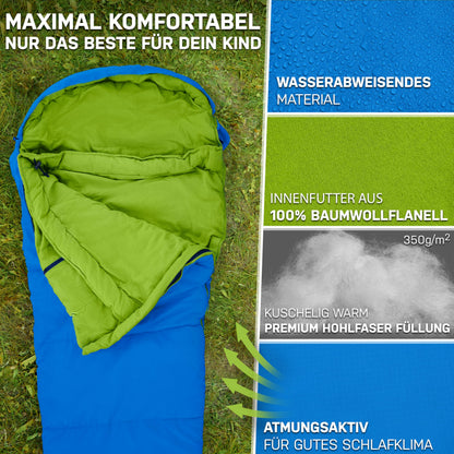 NORDBÄR Kinderschlafsack Mumienschlafsack bis 145 cm Körpergrösse
