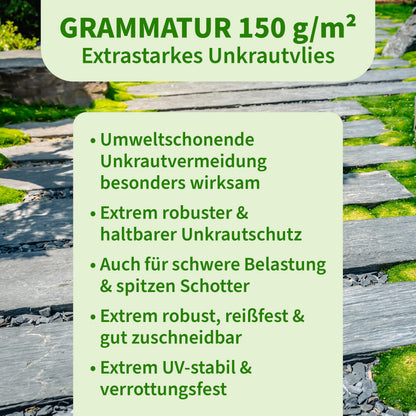 TTL GARDEN Unkrautvlies 150 g/m², 50 m² Rolle 1 x 50 m, UV-stabil