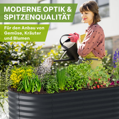 TTL GARDEN Elegance L Metall Hochbeet oval Anthrazit 240x80x80cm