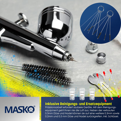 MASKO Airbrush-Set Kompressor 4 bar – Dual Multifunktions Set