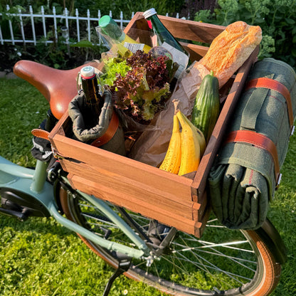 UNUS Fahrradkiste aus Holz mit Picknickdecke und Flaschenhalter