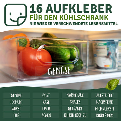 SimpleU Kühlschrank Organizer 6er Set mit 16 Aufklebern, BPA-frei