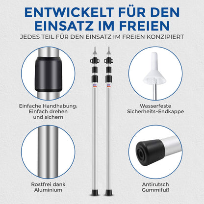 WRPS Teleskop-Zeltstangen Aluminium 2er-Set, 95–230 cm, mit Tasche