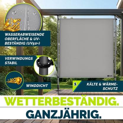 tillvex Klemmmarkise Senkrechtmarkise mit Handkurbel, Grau, 200x310 cm