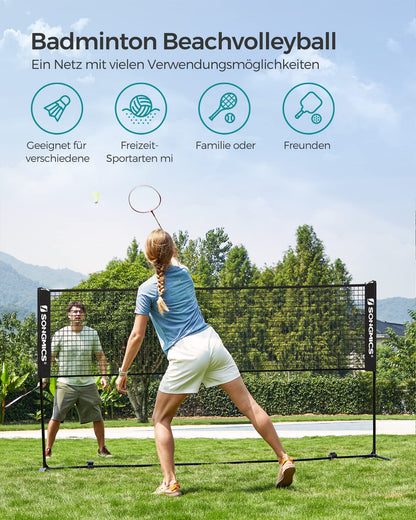 SONGMICS Badminton-Netz 3 m höhenverstellbar, tragbar, schwarz