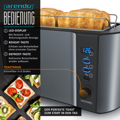 Arendo Wasserkocher Toaster Set Edelstahl Cool Grey