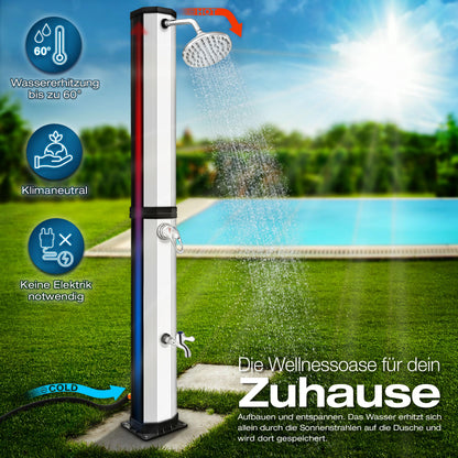 tillvex Solardusche 35 Liter Gartendusche mit Regenduschkopf, Silber