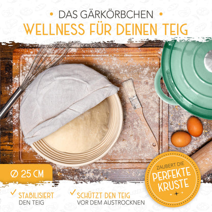 KRUSTENZAUBER Gusseisen Brotbacktopf emailliert 26cm inkl. Gärkorb